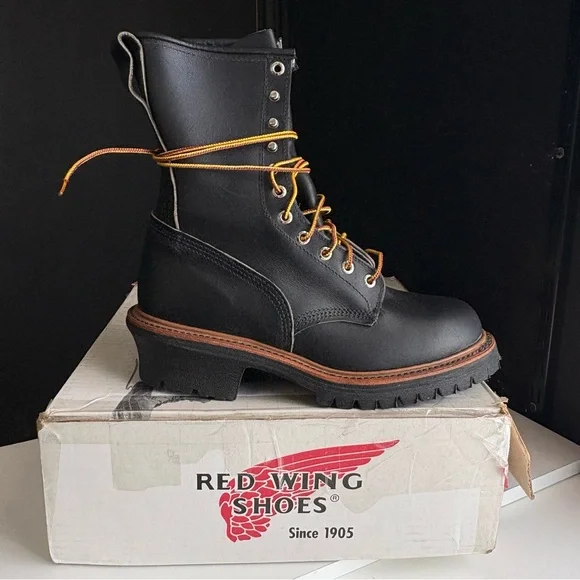 Red Wing Vintage Leather Logger Vibram Lace up Boot made in USA Deadstock - Picture 5 of 14